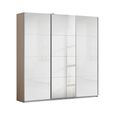 Rauch Kulmbach 203cm 3 Door Sliding Wardrobe with Mirror - Champagne and White High Gloss