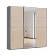 Kulmbach Sliding Mirror Wardrobe - 203cm - 3 Door - Metallic Dark Grey & Champagne Glass