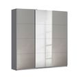 Rauch Kulmbach 203cm 3 Door Sliding Wardrobe with Mirror - Metallic Dark Grey and Grey High Gloss