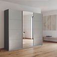 Rauch Kulmbach 203cm 3 Door Sliding Wardrobe with Mirror - Metallic Dark Grey and Grey High Gloss