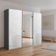 Kulmbach Sliding Mirror Wardrobe - 203cm - 3 Door - Metallic Dark Grey & White Glass
