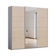 Kulmbach Sliding Mirror Wardrobe - 203cm - 3 Door - Silk Grey & Champagne Glass