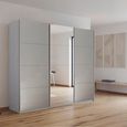 Rauch Kulmbach 203cm 3 Door Sliding Wardrobe with Mirror - Silk Grey and Grey High Gloss