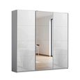 Kulmbach Sliding Mirror Wardrobe - 203cm - 3 Door - Silk Grey & White Glass