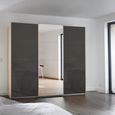 Kulmbach Sliding Mirror Wardrobe - 203cm - 3 Door - Sonoma Oak & Basalt Glass