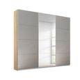 Rauch Kulmbach 203cm 3 Door Sliding Wardrobe with Mirror - Sonoma Oak and Grey High Gloss