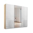 Kulmbach Sliding Mirror Wardrobe - 203cm - 3 Door - Sonoma Oak & White Glass