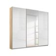 Rauch Kulmbach 203cm 3 Door Sliding Wardrobe with Mirror - Sonoma Oak and White High Gloss