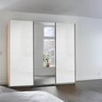 Rauch Kulmbach 203cm 3 Door Sliding Wardrobe with Mirror - Sonoma Oak and White High Gloss