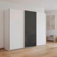 Kulmbach Sliding Wardrobe - 271cm - 3 Door - Alpine White & Basalt Glass Front