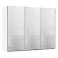 Kulmbach Sliding Wardrobe - 271cm - 3 Door - Alpine White & White Glass