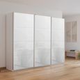 Kulmbach Sliding Wardrobe - 271cm - 3 Door - Alpine White & White Glass