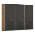 Kulmbach Sliding Wardrobe - 271cm - 3 Door - Artisan Oak & Basalt Glass