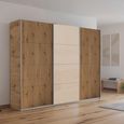 Kulmbach Sliding Wardrobe - 271cm - 3 Door - Artisan Oak & Champagne Glass Front
