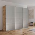Kulmbach Sliding Wardrobe - 271cm - 3 Door - Artisan Oak & Grey High Gloss