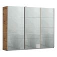 Kulmbach Sliding Wardrobe - 271cm - 3 Door - Artisan Oak & Silk Grey Glass