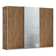 Kulmbach Sliding Wardrobe - 271cm - 3 Door - Artisan Oak & Silk Grey Glass Front