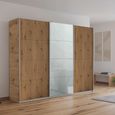 Kulmbach Sliding Wardrobe - 271cm - 3 Door - Artisan Oak & Silk Grey Glass Front