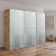 Kulmbach Sliding Wardrobe - 271cm - 3 Door - Artisan Oak & Silk Grey Glass