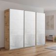 Kulmbach Sliding Wardrobe - 271cm - 3 Door - Artisan Oak & White Glass