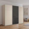 Kulmbach Sliding Wardrobe - 271cm - 3 Door - Champagne & Basalt Glass Front