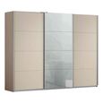 Kulmbach Sliding Wardrobe - 271cm - 3 Door - Champagne & Silk Grey Glass Front