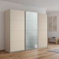 Kulmbach Sliding Wardrobe - 271cm - 3 Door - Champagne & Silk Grey Glass Front