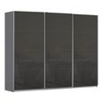 Kulmbach Sliding Wardrobe - 271cm - 3 Door - Metallic Dark Grey & Basalt Glass