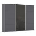 Kulmbach Sliding Wardrobe - 271cm - 3 Door - Metallic Dark Grey & Basalt Glass Front