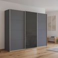 Kulmbach Sliding Wardrobe - 271cm - 3 Door - Metallic Dark Grey & Basalt Glass Front