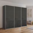 Kulmbach Sliding Wardrobe - 271cm - 3 Door - Metallic Dark Grey & Basalt Glass