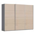 Kulmbach Sliding Wardrobe - 271cm - 3 Door - Metallic Dark Grey & Champagne Glass