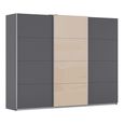Kulmbach Sliding Wardrobe - 271cm - 3 Door - Metallic Dark Grey & Champagne Glass Front