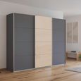 Kulmbach Sliding Wardrobe - 271cm - 3 Door - Metallic Dark Grey & Champagne Glass Front