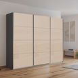 Kulmbach Sliding Wardrobe - 271cm - 3 Door - Metallic Dark Grey & Champagne Glass