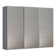 Kulmbach Sliding Wardrobe - 271cm - 3 Door - Metallic Dark Grey & Grey High Gloss