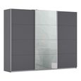 Kulmbach Sliding Wardrobe - 271cm - 3 Door - Metallic Dark Grey & Silk Grey Glass Front