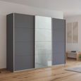 Kulmbach Sliding Wardrobe - 271cm - 3 Door - Metallic Dark Grey & Silk Grey Glass Front
