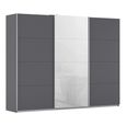 Kulmbach Sliding Wardrobe - 271cm - 3 Door - Metallic Dark Grey & White Glass Front