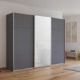 Kulmbach Sliding Wardrobe - 271cm - 3 Door - Metallic Dark Grey & White Glass Front