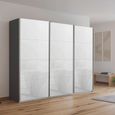 Kulmbach Sliding Wardrobe - 271cm - 3 Door - Metallic Dark Grey & White Glass
