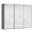 Kulmbach Sliding Wardrobe - 271cm - 3 Door - Metallic Dark Grey & White High Gloss