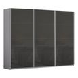 Kulmbach Sliding Wardrobe - 271cm - 3 Door - Silk Grey & Basalt Glass