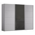 Kulmbach Sliding Wardrobe - 271cm - 3 Door - Silk Grey & Basalt Glass Front