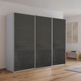 Kulmbach Sliding Wardrobe - 271cm - 3 Door - Silk Grey & Basalt Glass