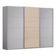 Kulmbach Sliding Wardrobe - 271cm - 3 Door - Silk Grey & Champagne Glass Front