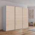 Kulmbach Sliding Wardrobe - 271cm - 3 Door - Silk Grey & Champagne Glass