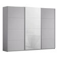 Kulmbach Sliding Wardrobe - 271cm - 3 Door - Silk Grey & White Glass Front