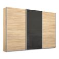 Kulmbach Sliding Wardrobe - 271cm - 3 Door - Sonoma Oak & Basalt Glass Front