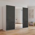 Kulmbach Sliding Mirror Wardrobe - 271cm - 3 Door - Alpine White & Basalt Glass
